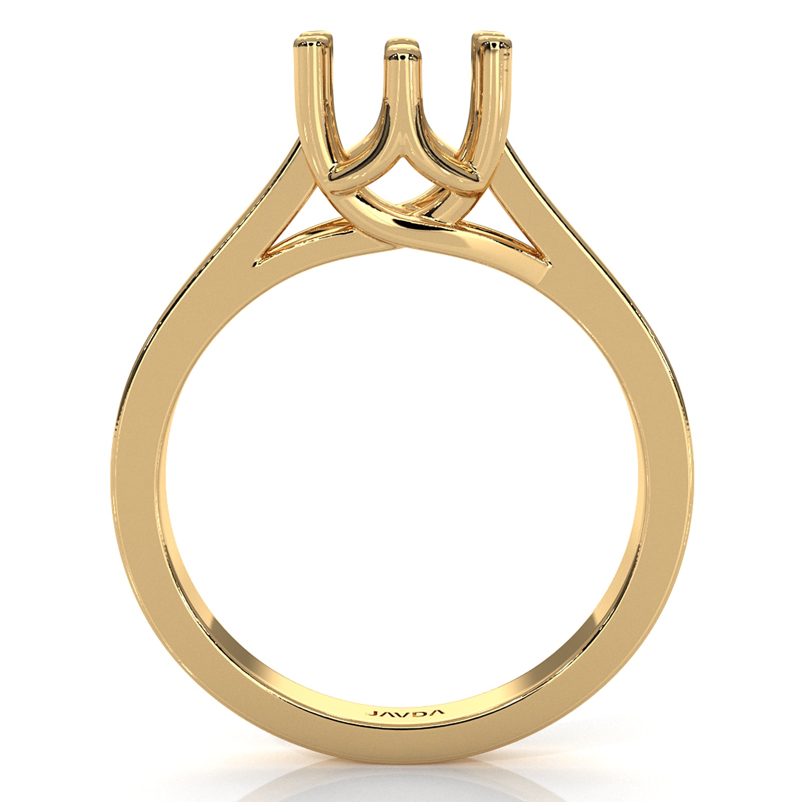 Six Prong Solitaire Trellis Style Semi Mount Engagement Ring Setting